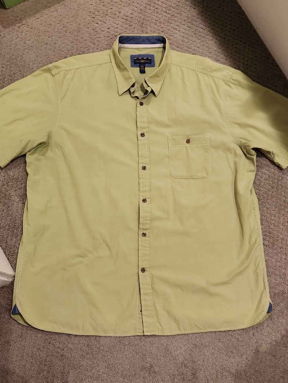 CLUB ROOM 100% Cotton  Pale Lime Short-Sleeve Button-Down Shirt XXL